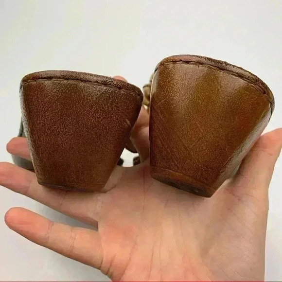 Born sandals sz 7 38 brown leather tribal print chunky platforms south western - Picture 8 of 13